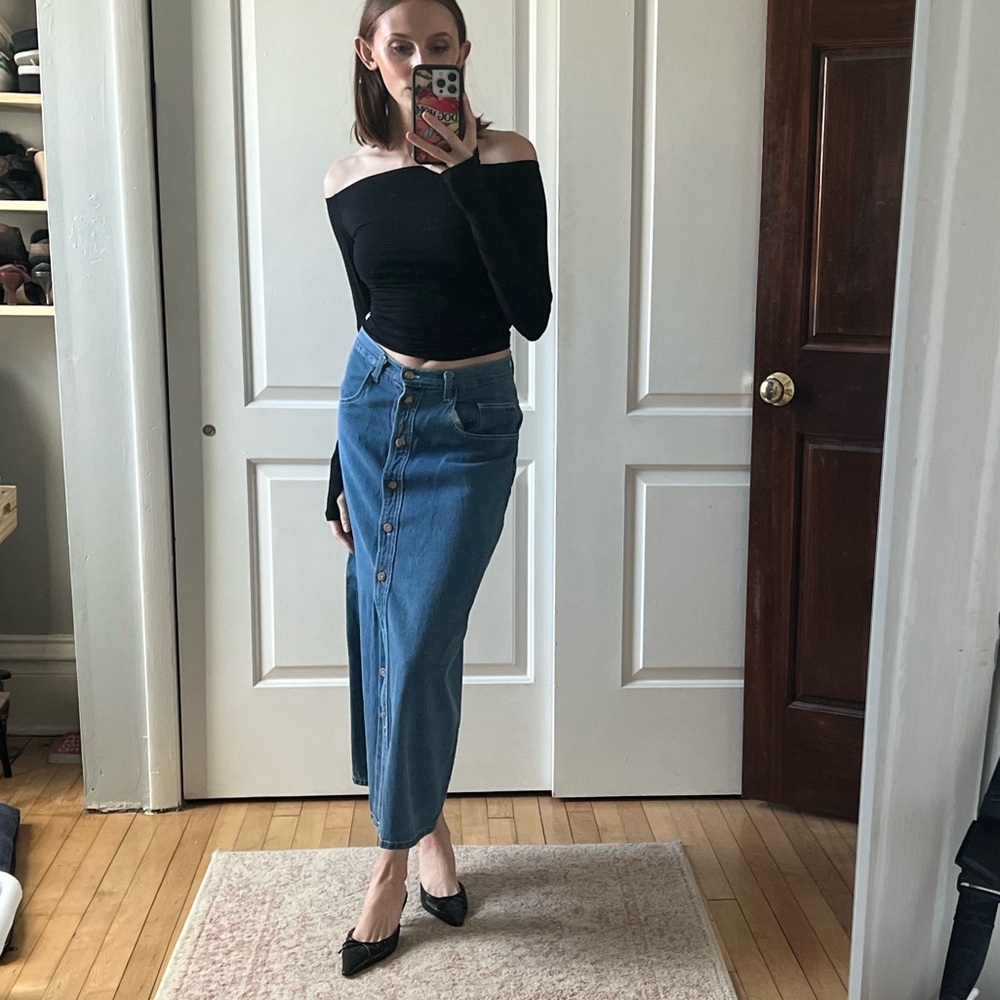 Denim midi skirt